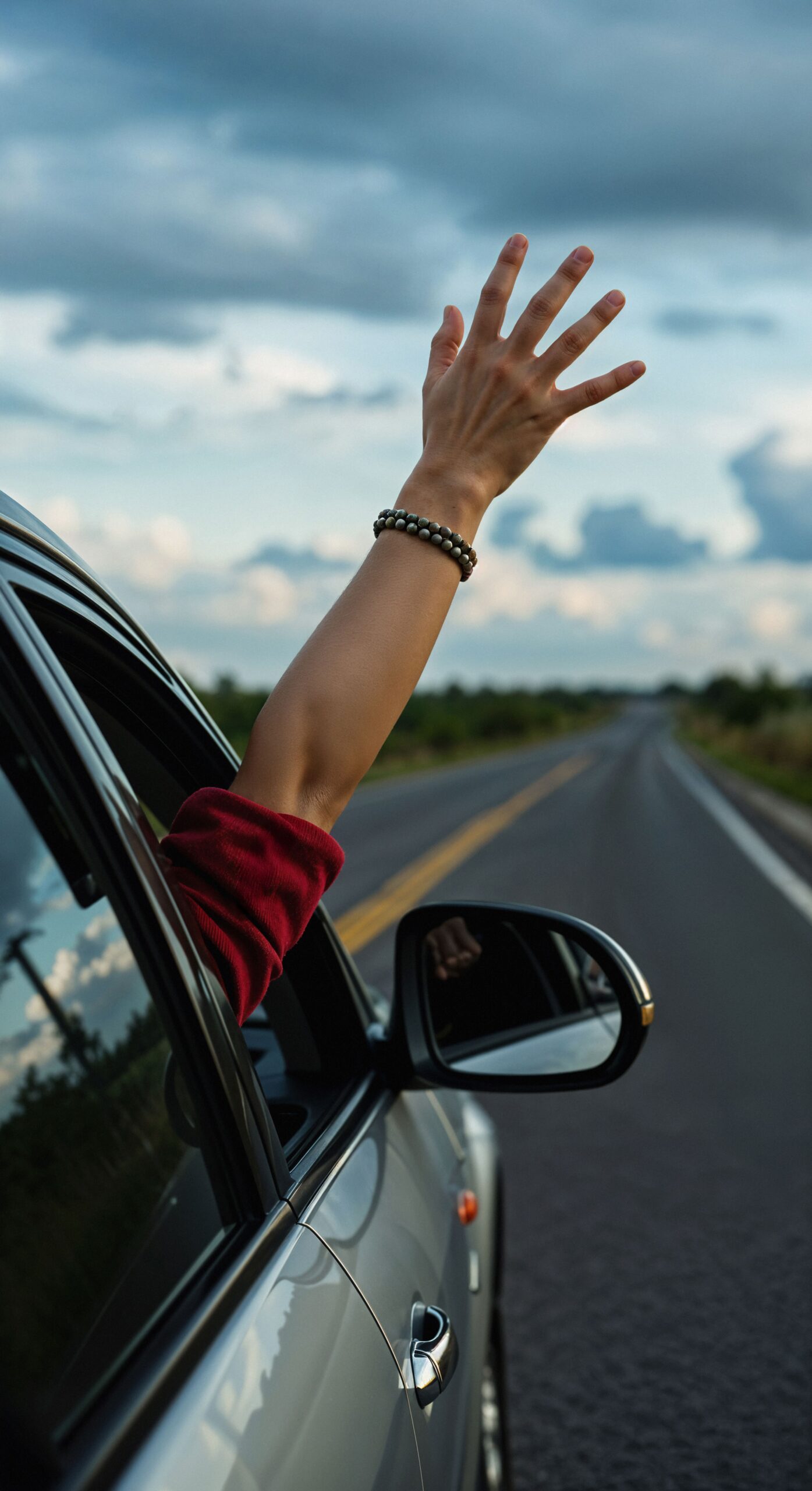 hand out car window road trip