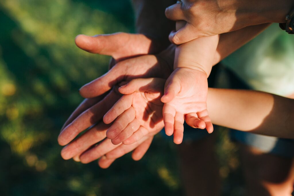 happy beautiful family big garden dawn time (1)